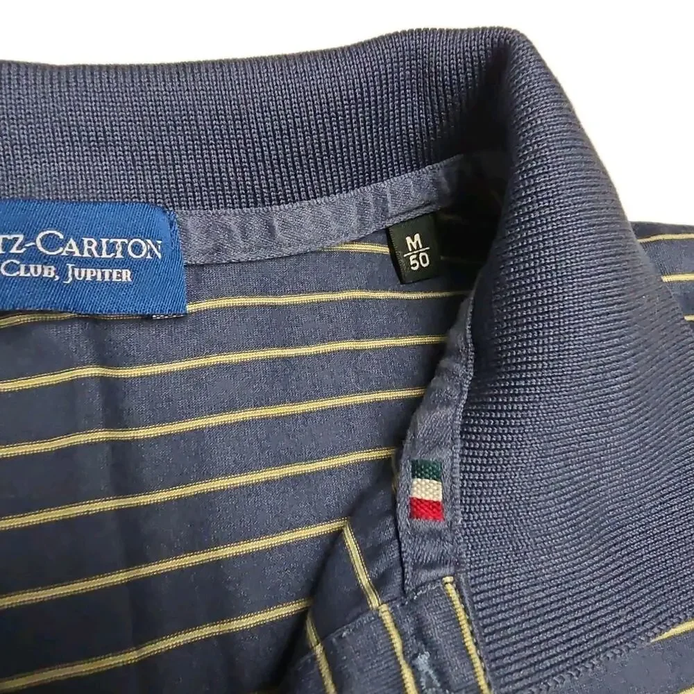 Marbas Italy Filo di Scozia Polo Shirt Mens M Ritz Carlton Jupiter Golf Striped